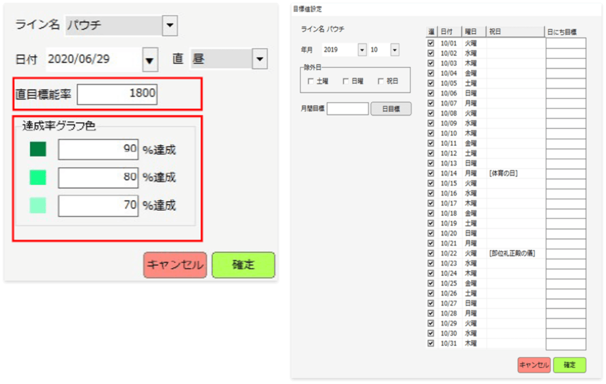 目標設定機能 画面イメージ